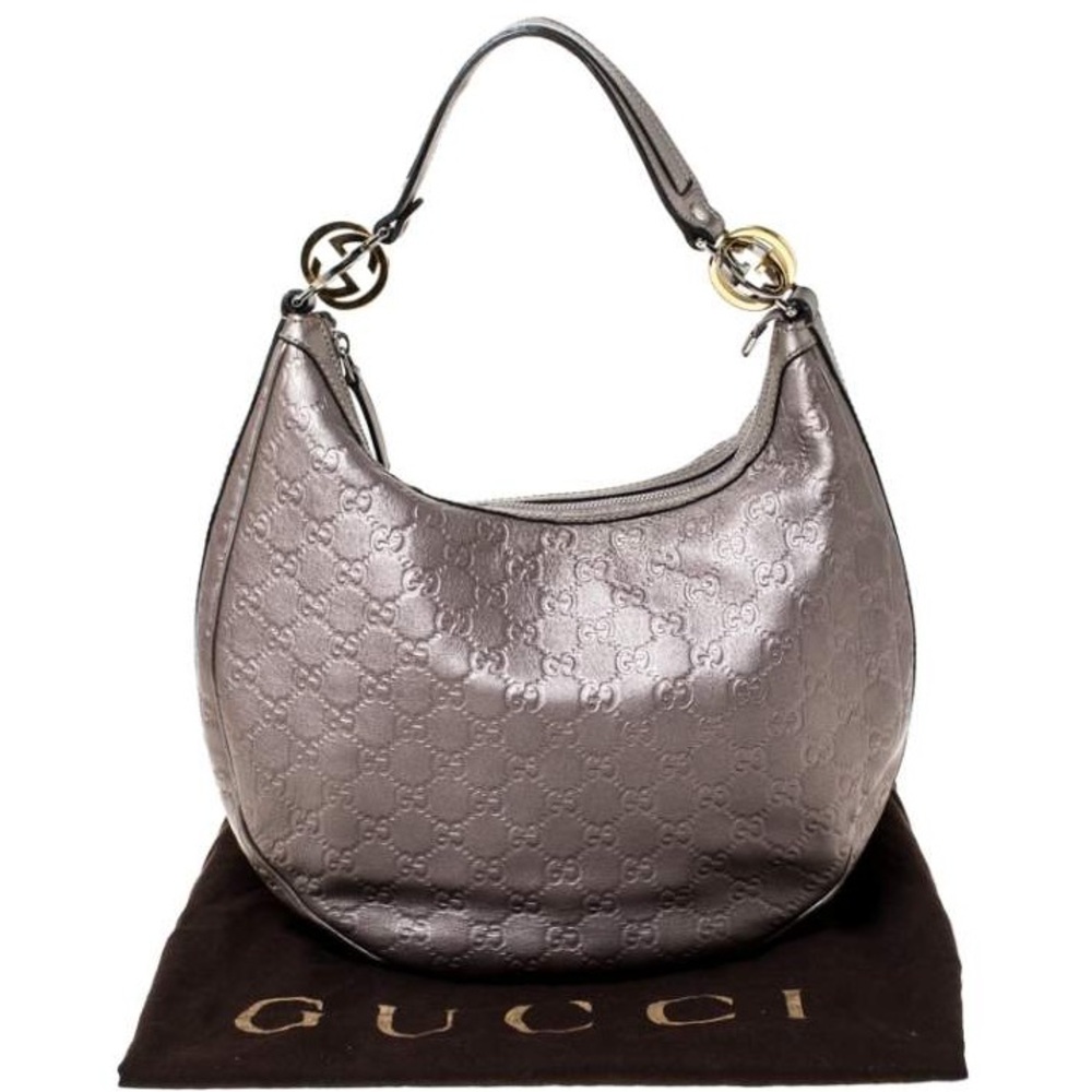 Gucci Twins Metallic Guccissima Leather Interlocking G Hobo Bag PRISTINE
